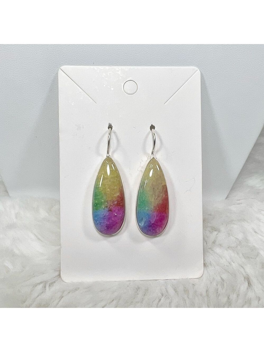 Beautiful 🌈💗 925 Rainbow Solar Quartz Hearts Large Gemstone Necklace Earrings - Picture 8 of 9